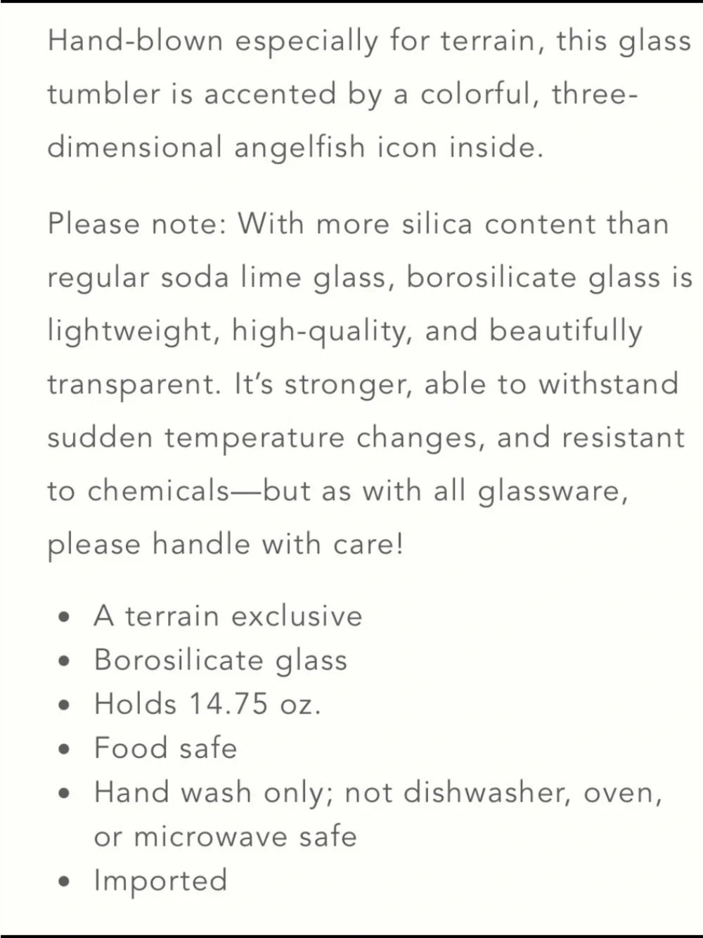 Terrain Hand Blown Fish Glass